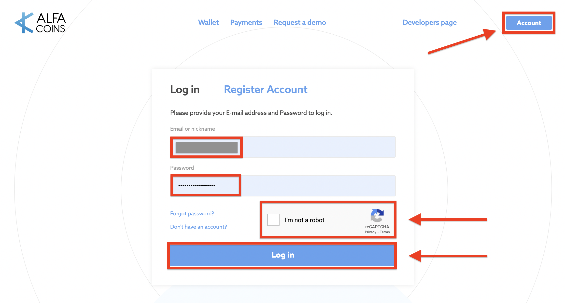 How to add the ALFAcoins API-api1