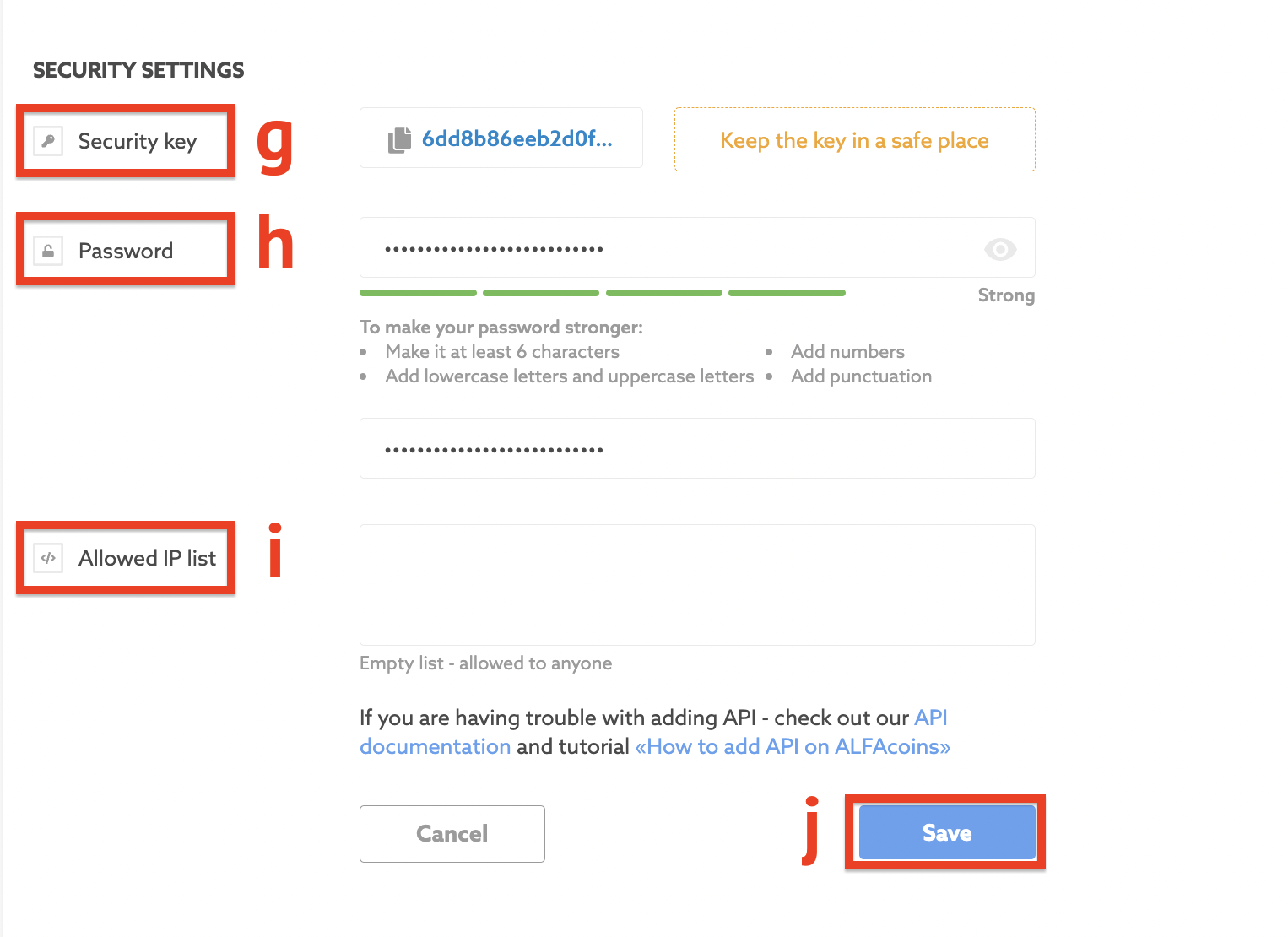 How to add the ALFAcoins API5