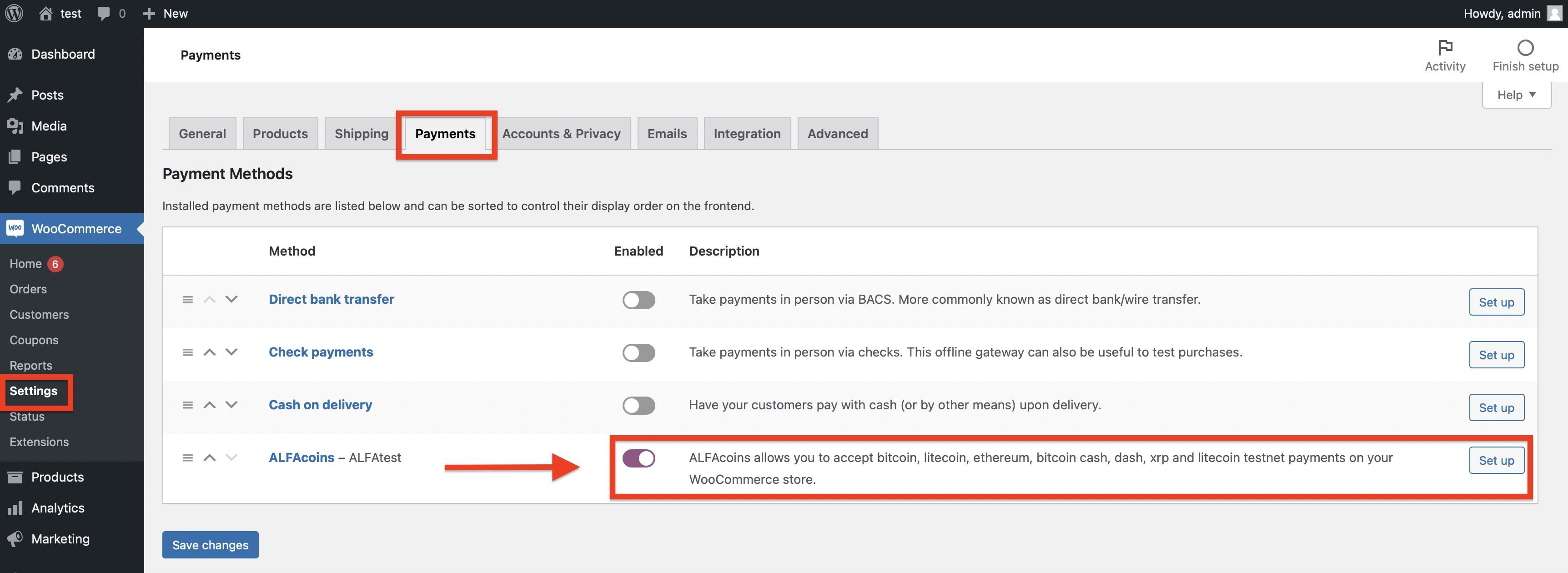 How to add the ALFAcoins API16