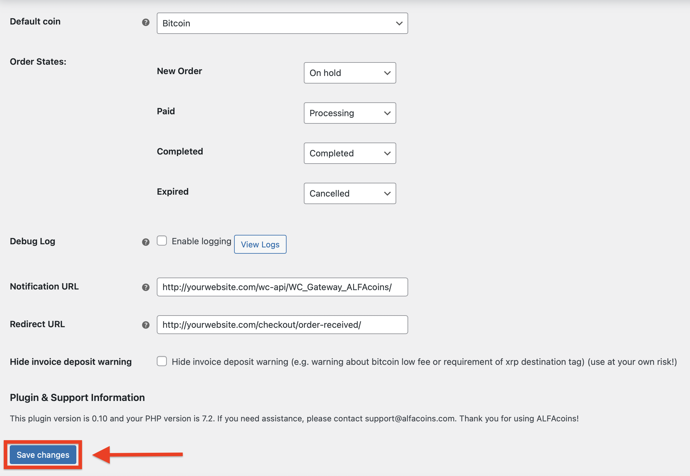 How to add the ALFAcoins API15